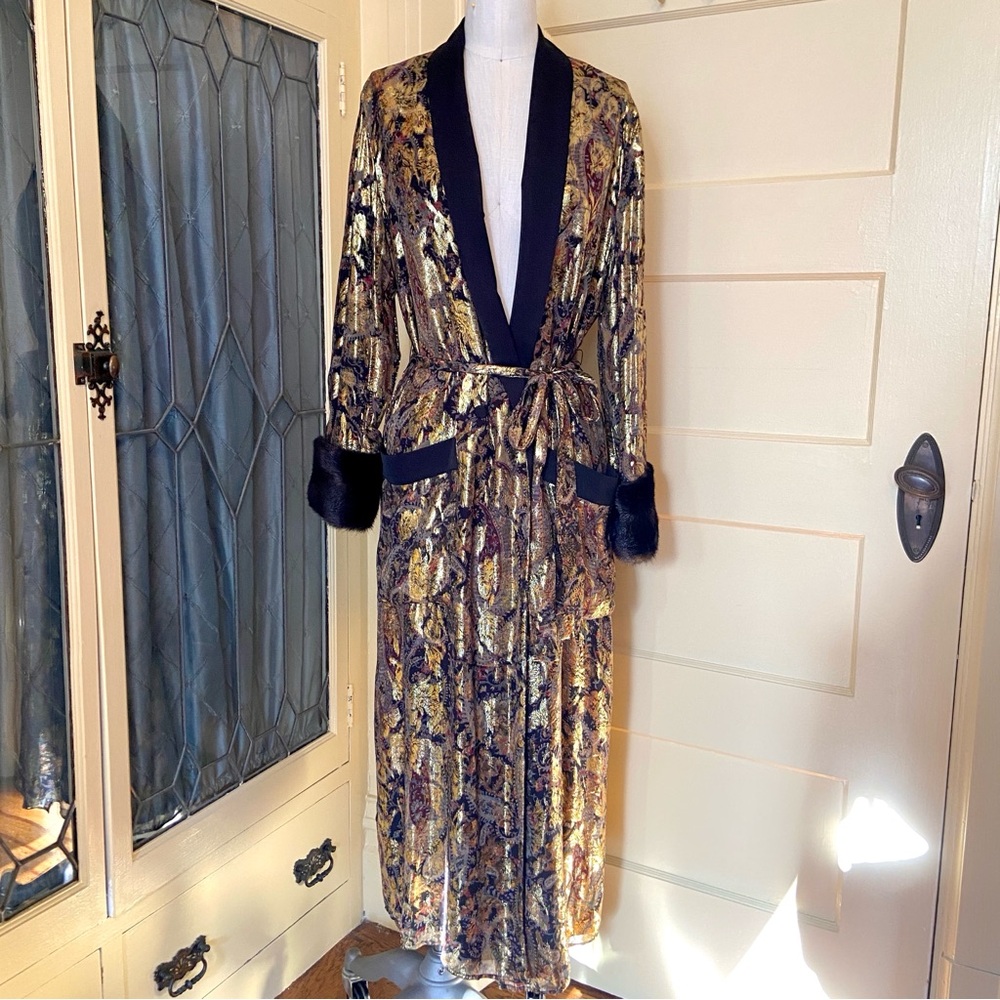 Rare ✨ Zara Lamé Faux Fur Smoking Robe - Picture 2 of 12